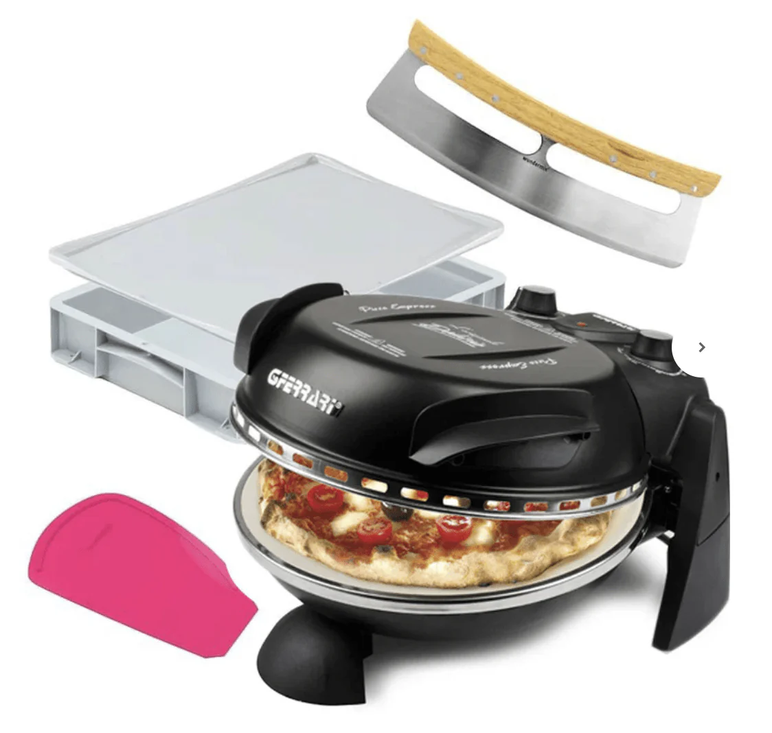 Pizza-Set mit G3Ferrari Pizzaofen, Teigballenbox, WunderCard® und Pizza-Wiegemesser - Image 4