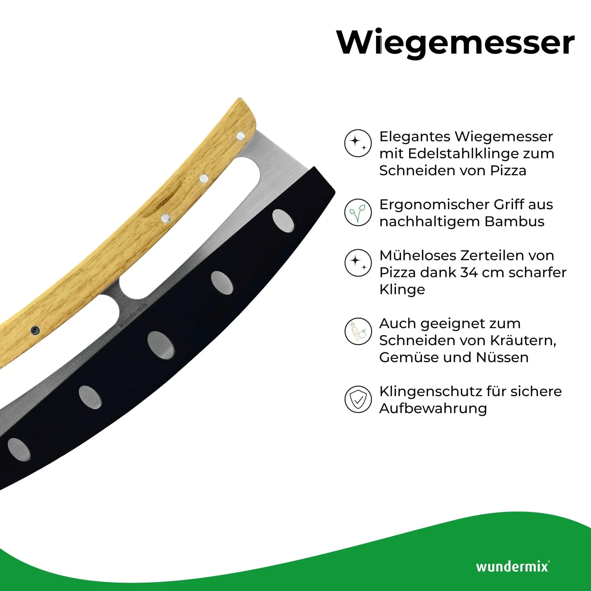 Pizza-Wiegemesser mit Bambus-Holzgriff - Image 5