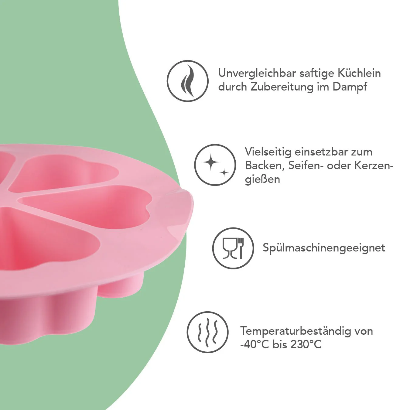 Silikon-Muffinform rosa Herzen - ideal für Varoma und Dampfgaraufsatz Monsieur Cuisine - Image 4