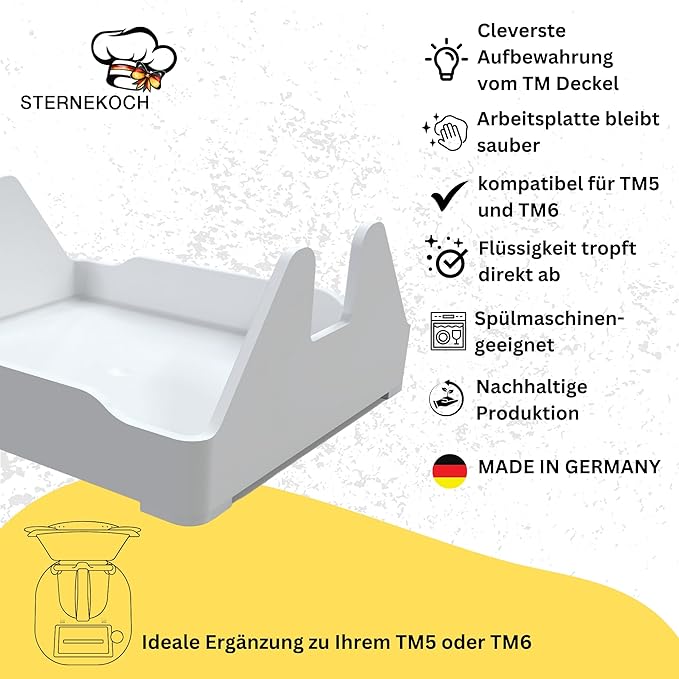 STERNEKOCH Deckelhalter mit Abtropfschale für Thermomix TM6, TM5 und Monsieur Cuisine Compact - Image 8