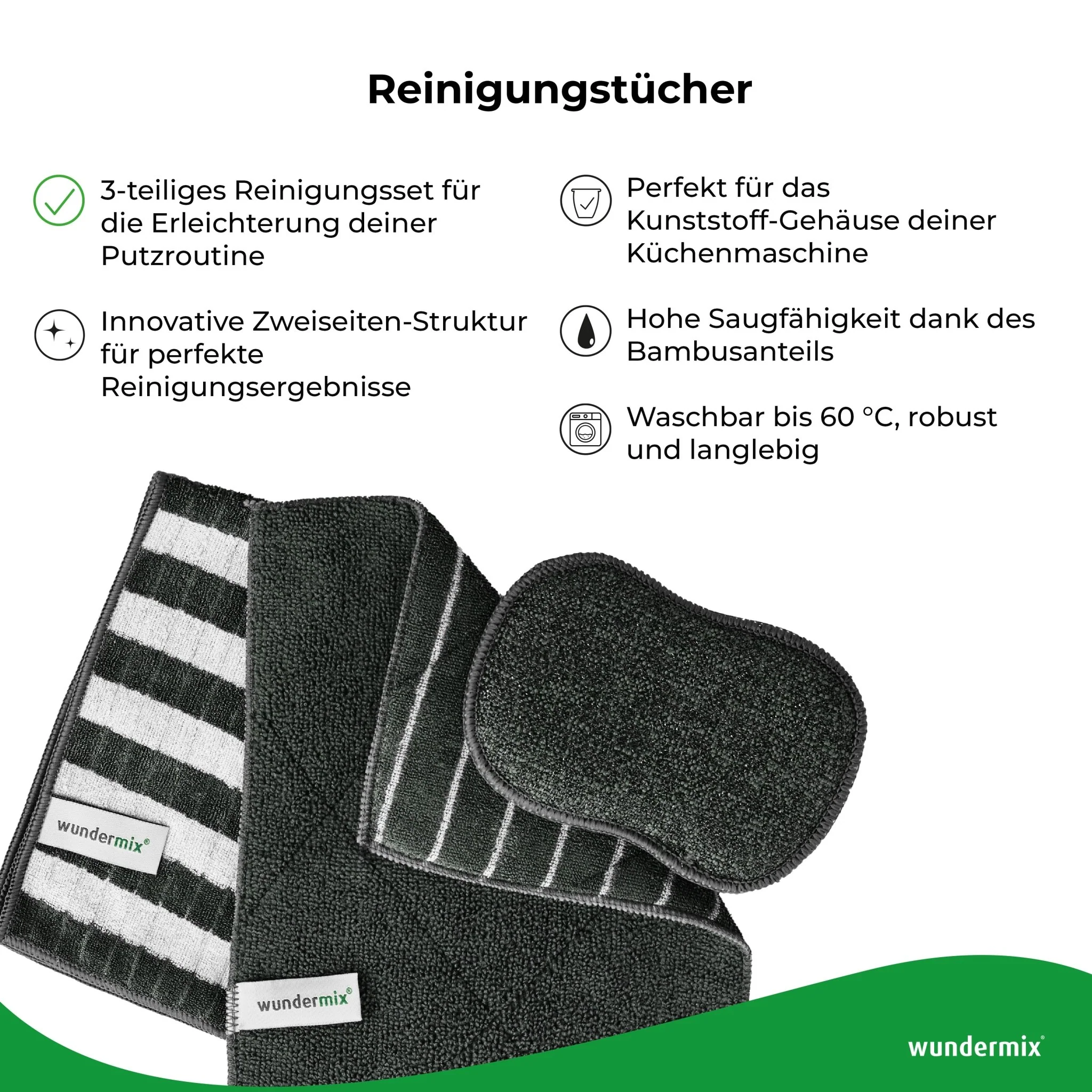 Reinigungstücher-Set aus Bambus- und Mikrofaser (3-tlg.) - Image 3