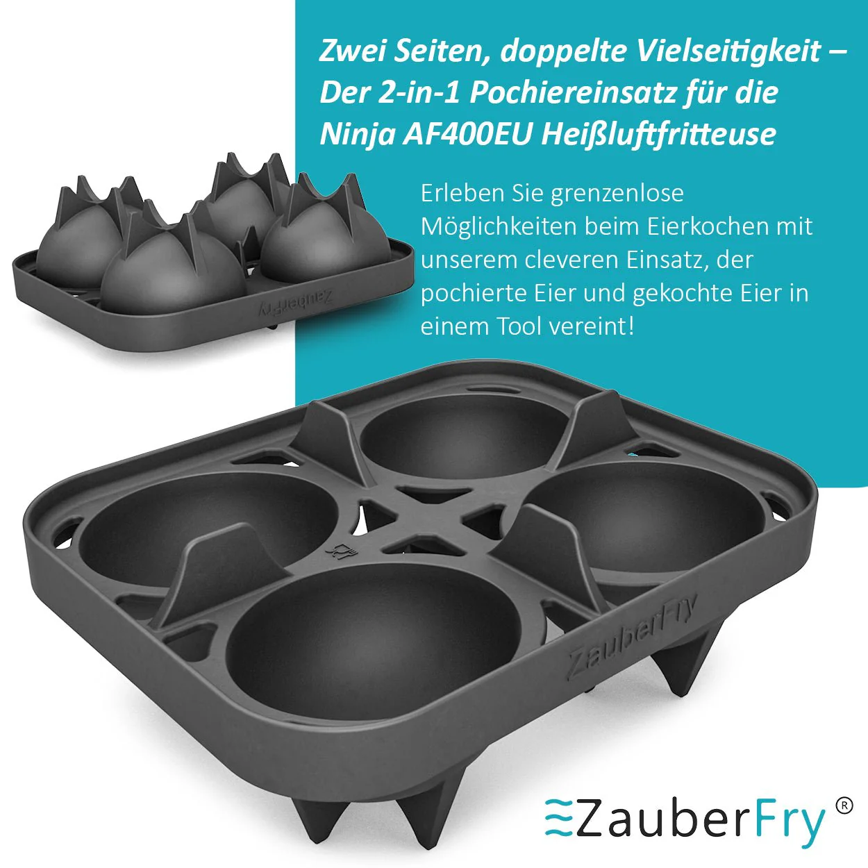 ZauberFry | 2-in-1 Pochiereinsatz und Eierkocher für Ninja AF400EU, AF451EU, AF500DE und SL400EU - Image 3