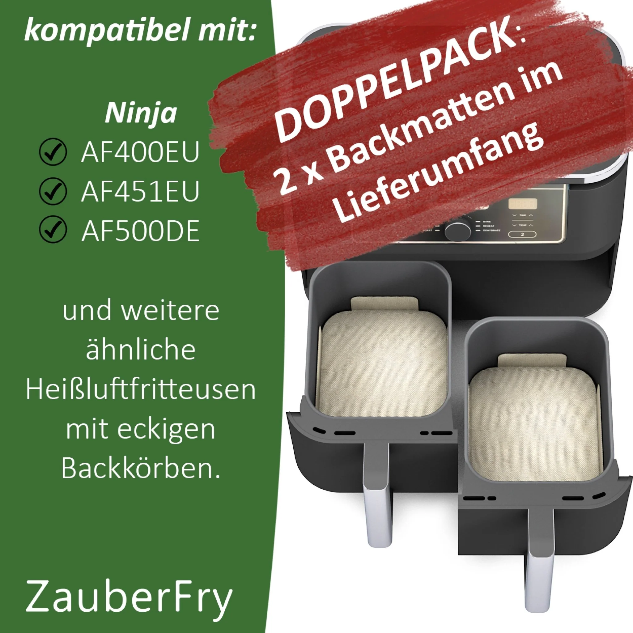 ZauberFry | Dauerbackmatten aus Silikon kompatibel mit Ninja Airfryer (2er-Set) - Image 6
