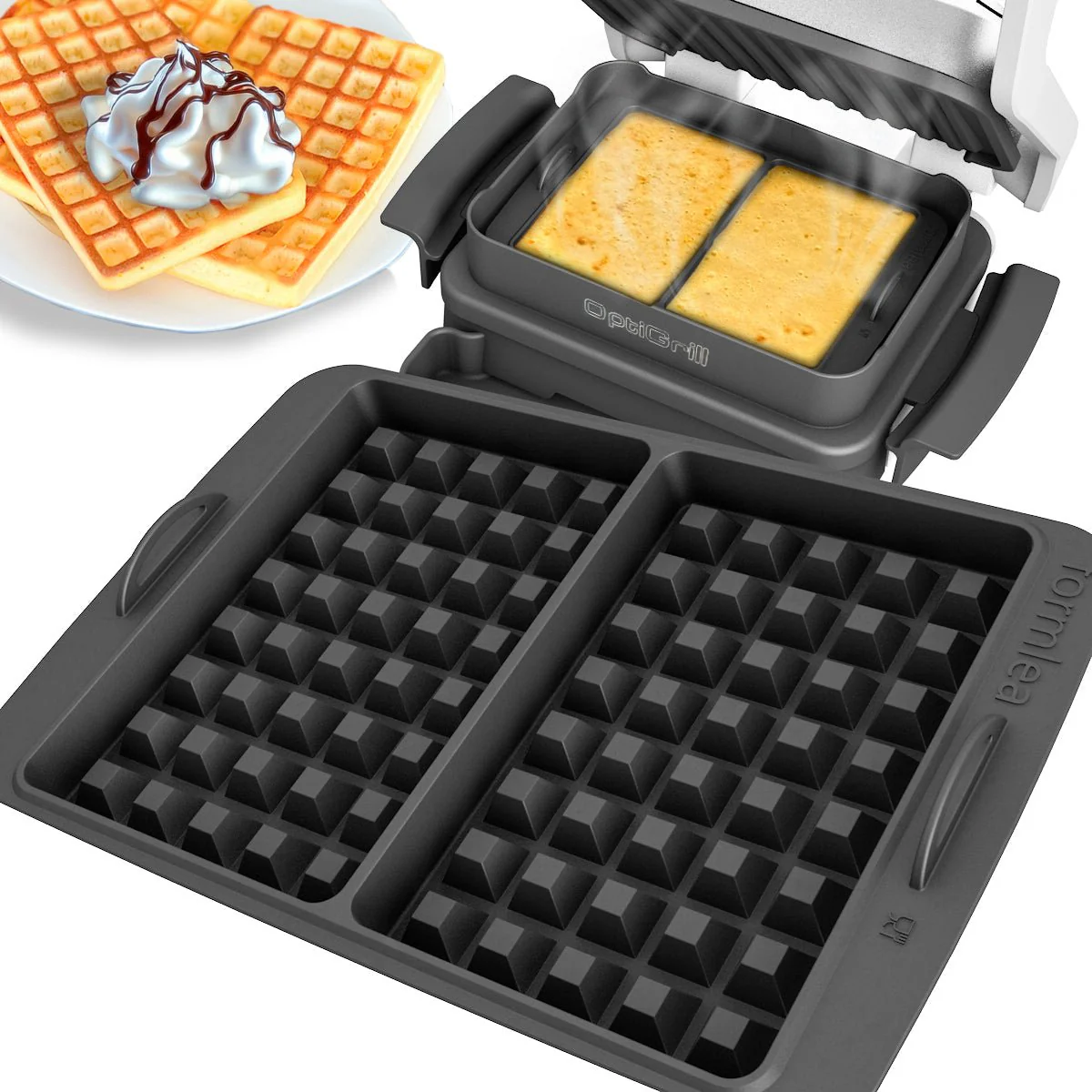 ZauberFry | Waffeleinsatz kompatibel mit Tefal OptiGrill Standardmodellen, 4in1, 2in1, Elite, Plus+